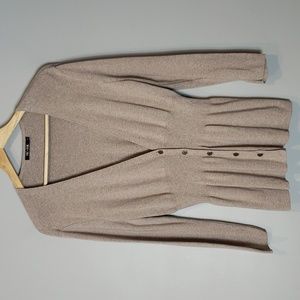 NIC + ZOE Womens Sweater XL Peplum Cardigan Mocha Coastal